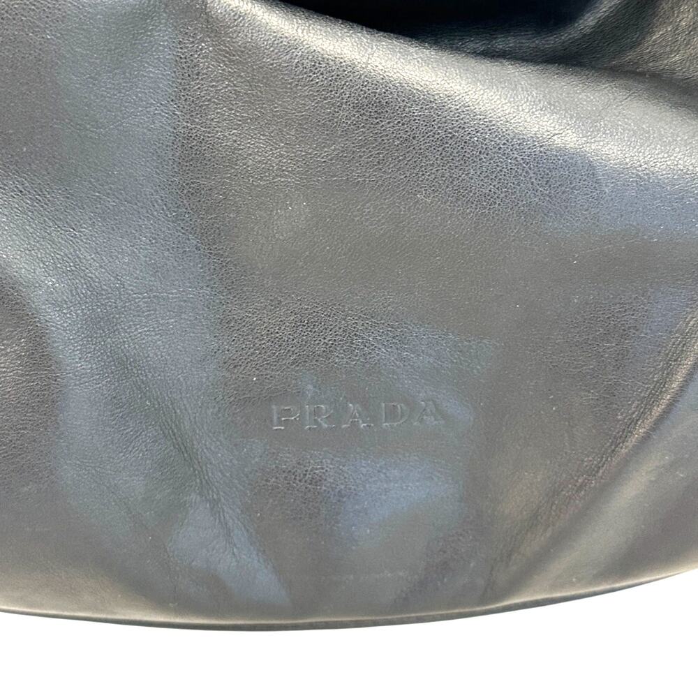 Prada Black Leather Shoulder Hobo Bag Adjustable Strap - Picture 2 of 16
